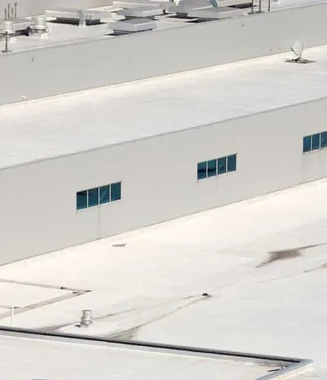 Flat commercial roof with rooftop units