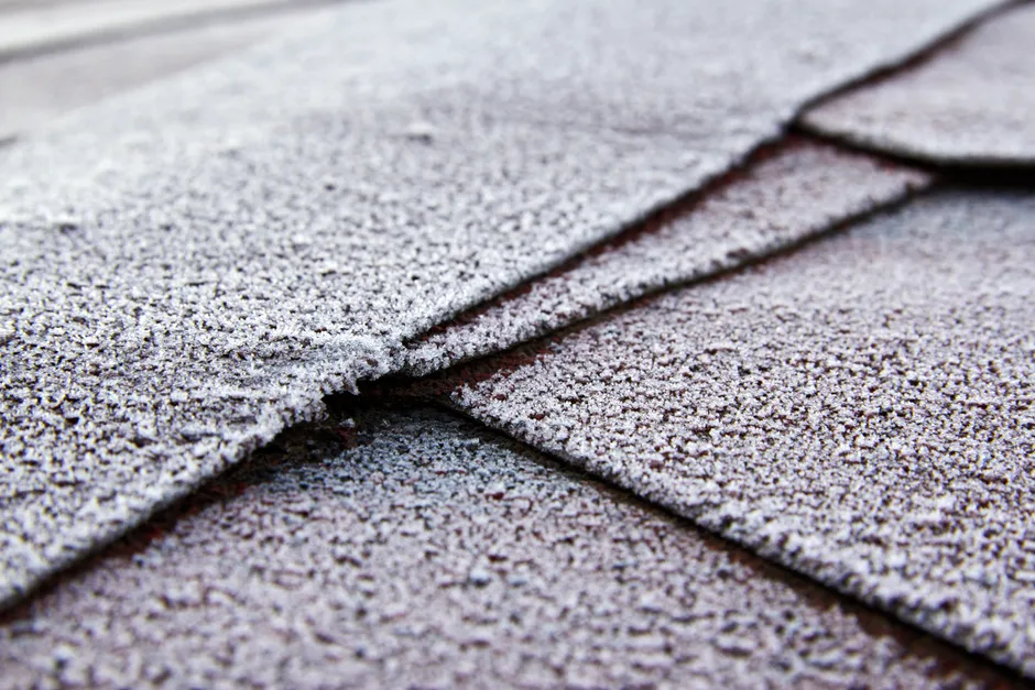 hail-damaged shingles on an Arkansas home showing granule loss and bruising