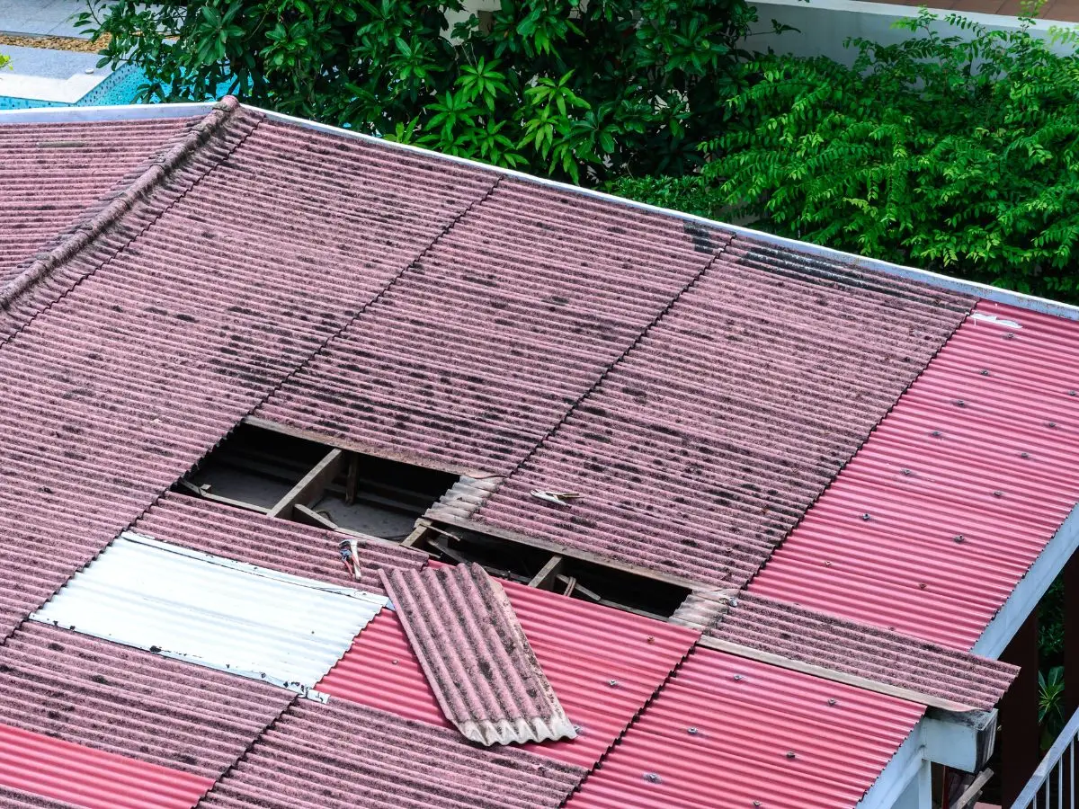 Visible roof damage shows reduced roof lifespan