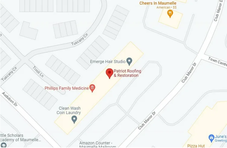 Map of the central Arkansas area Patriot Roofing serves