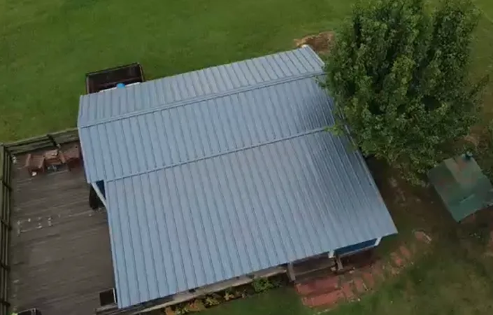 Metal roof panels on a residential roof